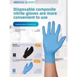 100pcs/Box Disposable Gloves Nitrile Black for Cleaning Powder Free, Blue Nitrile Gloves for Hairdressing Household Dishwashing