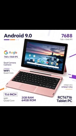 11.6 INCH 2GB RAM 32GB ROM T10 Tablet PC RCT6716 MT8167 Android 10.0 Tablet PC 768 X 1368 IPS WIFI Quad Core Docking Keyboard