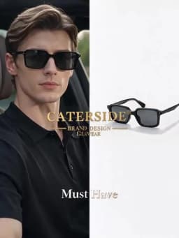 CATERSID Men's Sunglasses Square Frame Cellulose Propionate Temple Tips Sun Glasses Women's Outdoor Travel Driving Glasses UV400