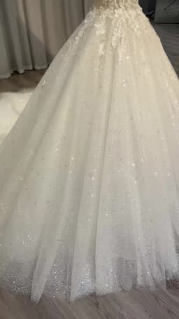BEPEITHY Customized Princess Strapless Ivory Glitter Wedding Dress 2023 For Women Court Train Bride 3D Flower Shinny Bridal Gown