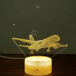 Airplane 3d Night Light Usb Plug-in Touch Table Lamp Room Decor Bedside Nightlight Child Birthday Christmas Gifts for Kids Boys