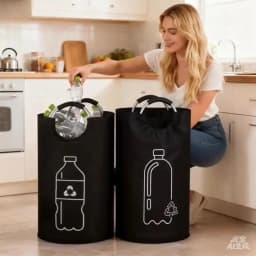 Thickened Foldable Recycling Storage Basket Large Capacity Empty Bottle Bag with Aluminum Handle for Kitchen Laundry Organizer