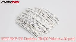 1200pcs SMD 1206 Resistors Kit 0 Ohm - 10M Ohm 1/4W Watt 1% High Precision Film Chip Resistance Assorted Set (60 Values X 20Pcs)