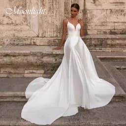 Modern Pleat Bow V-Neck A- Line Wedding Dress 2026 Sleeveless Spaghetti Straps Backless Bridal Gown Vestidos De Novia Customized