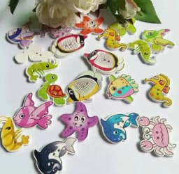 30PCs/lot Ocean Series Buttons for Sewing Decorative Buttons Scrapbooking Crafts Clothing Accessories Wooden Buttons