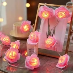 1PC 10/20LED Rose Flower Fairy Lights, LED String Lights for Valentines Day Wedding Bedroom Indoor Aesthetic Decor