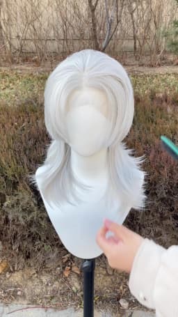 Sliver Gray 13x4 Synthetic Lace Front Wig for Women Cosplay Shoulder Length Mullet Synthetic Wigs Layers Ponytails Glueless Wigs