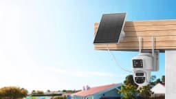 SHIWOJIA 15X ZOOM Solar Camera 4G 12MP Three Lens 360° View 5W Solar Panel Security Outdoor PTZ IP Camera 7800mAh Battery UBOX