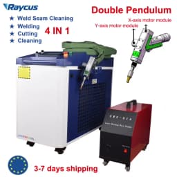 3000W Raycus Laser Welder Dual Wire Feeder 4 in 1 Laser Welding Cleaning Cutting for Metal Double Pendulum Laser Welding Machine