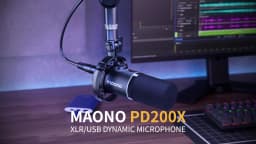 MAONO PD200X XLR/USB Dynamic Microphone for PC RGB Gaming Streaming Microphone with MAONO Link Software Mute Gain Knob Volume Control and Headphone Jack for Streaming Podcasting Recording Gaming Video