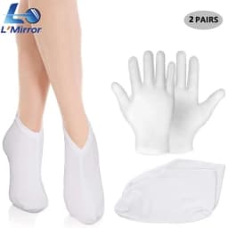 2 Pairs Moisturizing Gloves&Socks for Overnight Bedtime Heal Eczema Sleeping Lotion Hand Spa Treatment,Repair Cracked Dry Skin