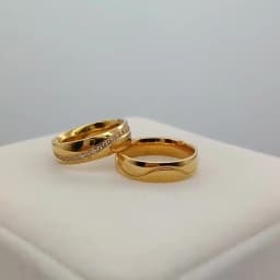 Eternity Promise Couple Wedding Rings For Men And Women Love Bands Alliance Cubic Zirconia 18k Gold Plated Titanium Jewelry