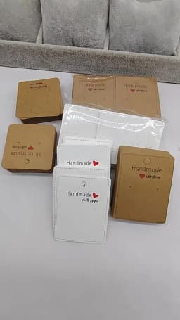 50pc Paper Stud Earring Card 5x4cm Brown/White DIY Jewelry Package Small Pendant Necklace Display Blank Card