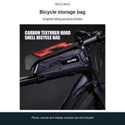 WILD MAN M90 Bicycle Top Tube Phone Bag EVA Hard Shell Touchscreen Window Double Zipper Cooling Holes Storage Mounting Straps