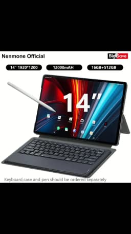 Nenmone Mpad15 14 inch Tablet 2 In 1 Tablet Laptop 14" Octa Core 16GB RAM 512GB ROM Android15 Tablet With Keyboard 2.4G/5G WiFi