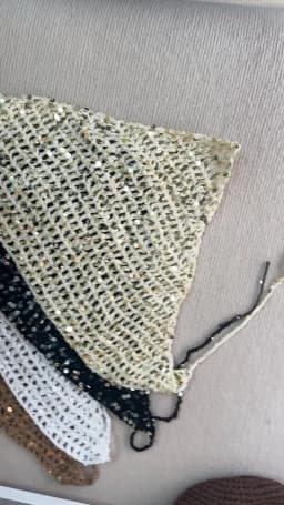Ins Style Sequined Hollow Knitted Triangle Scarf Women Summer Travel Photo Atmosphere Versatile Casual Y2K Beanies Headband