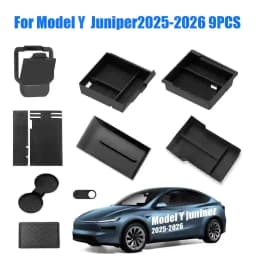 For 2024‑2026 Tesla Model 3 Highland 10Pcs Interior Accessories Kit, Center Console Storage Armrest Box Cup Holder Anti‑Slip Pad Screen Protector Custom Perfect Fit