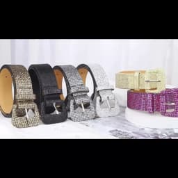 Women's Glitter Sequin Belt, Sparkly Belt for Jeans, Suitable for Pairing with various Pants and Coats