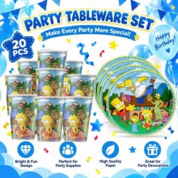 The Simpsons Happy Birthday Party Decoration Tableware Set Cartoon Plates Cups Napkins Practical Durable Bestselling Supplies