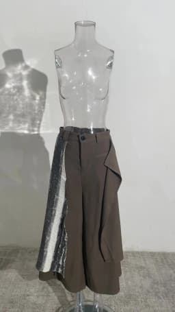 EAM Brown Tie Dye Irregular Wide Leg Pants High Elastic Waist New Trousers Women Fashion Tide Spring Autumn 2026 CPG1572