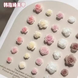 50PCS 3D Mix Sizes Beautiful Blossoming Rose Flowers Resin Adhesive Nail Art Rhinestones Decorations Manicure Kawaii Charms