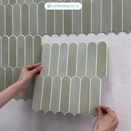 1/10pcs 3D Fish Scale Tile Sticker, Self-adhesive 3D Green Tile Backsplash for Kitchen Bathroom, Water Mold Resistant, 30x30cm