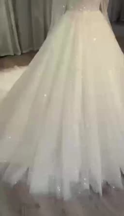 BEPEITHY Customized Shinny Square Bride Wedding Dresses For Women Long Sleeves Glitter Open Back Bridal Modern Ball Gown 2023