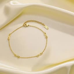 Four Infinity 18K Gold Color Plated Waterproof Stainless Steel Dainty Chain Anklets To Girls,Minimalist Jewelry Anklet For Beach