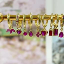 925 Silver Ear Needle Rose Red Hoop Earrings For Women Exquisite Water Drop/Flower/Heart Crystal Piercing Huggie Earring Jewelry