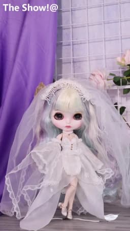 Accessories For ICY DBS Blyth Doll White Wedding Dress Marry Suit 1/6 BJD Anime Girl OB24 Pullip Licca