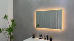 LED Rectangular Wall Mount Smart Bathroom Vanity Mirror Tempered Glass with 3 Color Temperature Options And Defog Feature for Makeup