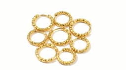 6pcs Stainless Steel Round Embossing Ear Rings PVD Gold Plated Korean Earrings Hoops Earring for Women Female Girls Metal Luxury