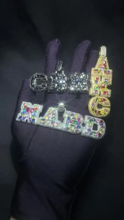 THE BLING KING Custom Vertical Initial Letter Pendant Mixed Inlay Different Shape Cubic Zircon NamePlate Necklace Hiphop Jewelry