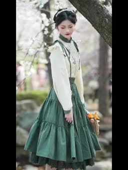 Chinese Lolita Style Spring Summer Long Midi Suspender Skirt Women Teen Girls Cute High Waist A-Line Lace Ruffle Skirts Pleated