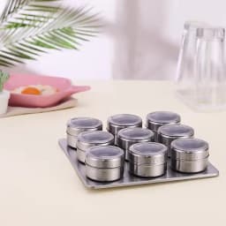 LMETJMA Magnetic Spice Jars Set With Spice Labels and Chalkboard Pen Stainless Steel Seasoning Pepper Spice Storage Jars Tins