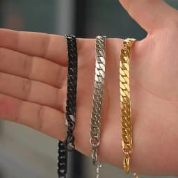 6mm Flat Cuban Chain Bracelets for Men,Trendy Stainless Steel Chain Links Wristband,Classic Punk Jewelry Gifts