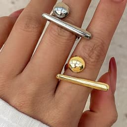 Creative Irregular Geometric Tiny Ball Open Ring for Women Wedding Punk Gold Color Adjustable Finger Ring Couple Accessories New