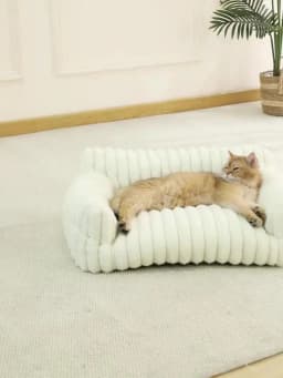 KEMORELA 1PC Striped Cat Sofa Bed Soft Polyester Pet Bed Breathable for All Seasons Suitable for Small to Medium Catsor Sleeping