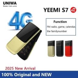 UNIWA 4G Feature Phone YeeMI S7 Dual SIM Dual Screen Large Fonts Phones For Old Man 4800mAh Cellphone Russian Hebrew keyboard