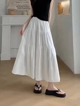 Elegant Solid A-LIne Cake Long Skirts Fashion Women Vintage High Waist Elastic Spring Dresses Office Lady Commute Chic Skirt
