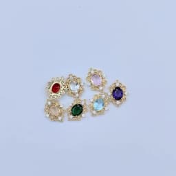 18K Gold Color Brass Zircon Glass Oval Shape Connect Charms Pendants High Quality Diy Jewelry Accessories Making Materials