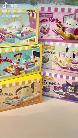 Area-X Anime Sanrio Building Blocks Mini Shop Hello Kitty Kuromi Cinnamoroll Model Decoration Surprise Toys