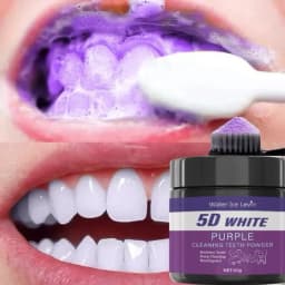 5D White Purple Cleaning Teeth Powder: All-Round Protection, Brightens Teeth, Deep Cleans, Moisturizes & Freshens Breath