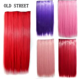24 Inch Synthetic One Piece 5 Clips In Hair Extensions Long Straight High Temperature Fiber Colorful Hairpiece for Women