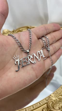 Custom Name Necklace Cuban Chain Pendant Necklace Custom Stainless Steel Crown Necklace Personalized Silver Jewelry Women