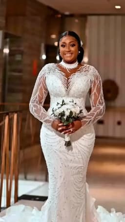 Arabic High Neck Sexy Mermaid Wedding Dresses Long Sleeves Lace Beaded Bridal Gowns Custom Made 2024 Plus Size Vestidos De Novia