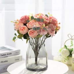 Artificial Flowers Retro Silk Rose Bouquet Hydrangea Peony Vintage Bride Holding Fake Plants Home Wedding Decoration Accessories