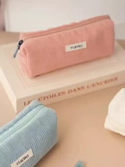New Retro Corduroy Solid Color Pencil Case, Coin Purse, Artistic Minimalist Cosmetic Bag, High School Student Storage Bag