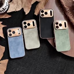 Leather Phone Case For Iphone 13 11 12 14 15 16 17 ProMax Plus Electroplated Frame Lambskin Phone Shell For IPHON 15 16 17Promax