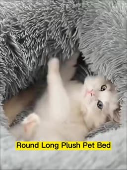 Soft Long Plush Cat House Beds Dog Calm Warm Faux Fur Bed Donut Round Comfortable Sleeping Bed Washable for Small Medium Dog Cat